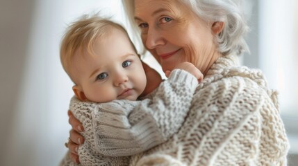 Canvas Print - Grandmother Embracing Her Grandchild