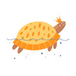 Cartoon turtle with a crown in the Scandinavian style. Cute picture for textile, wrapping, wallpaper, apparel. Vector illustration of funny reptile on white background.