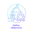Define objectives blue gradient concept icon. Hackathon organization. Project management. Round shape line illustration. Abstract idea. Graphic design. Easy to use in promotional materials