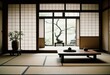 Wabi-sabi style living interior with a Japanese room concept