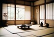 Wabi-sabi style living interior with a Japanese room concept