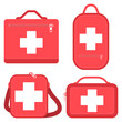 Medicine bags vector cartoon set isolated on a white background.