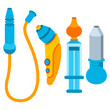 Baby nasal aspirators vector cartoon set isolated on a white background.