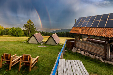 Wall Mural - The mountain hut Einsamer Stein in the Carpathian Mountains in Romania