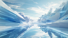 Icy Blue And White Futuristic Landscape Mimics High-speed Data Flow.