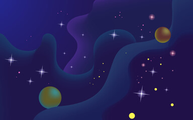 Wall Mural - vector space background . cute flat style template with stars in outer space