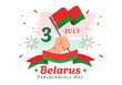 Happy Belarus Independence Day Vector Illustration on 3 July with Waving Flag and Ribbon in National Holiday Flat Cartoon Background Design