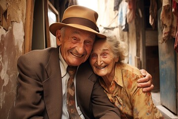 Wall Mural - A man and woman are smiling at the camera