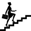 Businesswoman climb up stairs silhouette. Vector illustration
