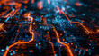 Digital Background Dynamic Blue and Orange Technology, AI, Data, Graphics 
