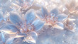 Crystal-like 3D florals in frost tones dazzle on a canvas of winter's white.