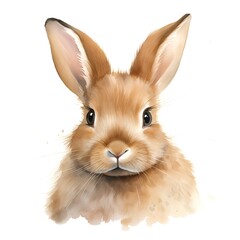 Rabbit portrait isolated on white background. Watercolor illustration of a rabbit.