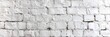 Modern Brick Wall. White Washed Texture with Panoramic View of Painted Old Brick Wall