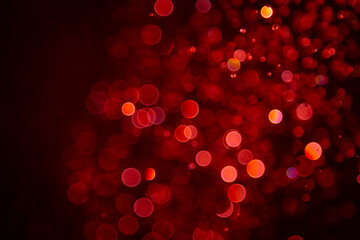 Wall Mural - Luxury Red Bokeh with gold light and colurful rainbow curcle on black