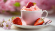 Sweet Symphony: A Cup of Creamy Delight With Fresh Strawberries. Generative AI