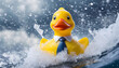 Yellow Rubber Duck Wearing Tie in Water. Generative AI