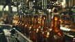 a bottling line for beer bottles, where machinery seamlessly fills and seals each bottle with efficiency and expertise.