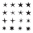 Set of hand drawn star icons. Stars of different shapes, a set of templates for greeting card, poster.