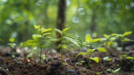 Poster - Attractive forest appearance of young tree saplings