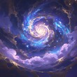 Swirling Celestial Vortex in Starlit Night Sky Illustration