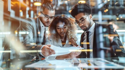 the team of employees discusses the performance of the sales plan and develops strategies to achieve