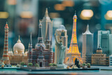 Fototapeta Londyn - AI-generated illustration of tiny replicas of famous landmarks from around the world