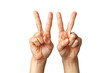Hand symbol of victory, transparent background