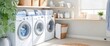 Modern Laundry Room with Stylish Organization. Home Interior Concept. Home Improvement