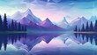 AI-generated illustration of an Abstract Geometric Landscape with Mountains and a Reflective Lake