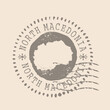 Stamp Postal  North Macedonia. Map Silhouette rubber Seal.  Design Retro Travel. Seal of Map North Macedonia grunge  for your web site design, logo, app, UI. EPS10