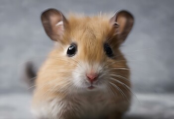 Wall Mural - a hamster looks up at the camera while sitting down