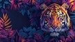 Creative portrayal of a tiger in a lush floral setting, AI-generated.