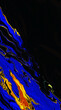 Bright blue black, neon yellow gold background. Abstract liquid golden wave. Glitch Art trippy digital screen. Psychedelic Backdrop. banner. Luxury texture. pattern. Card. tech. Marbled Effect.