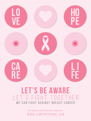 Breast Cancer Awareness Month Post For Social Media, Fight against Breast Cancer, Breast cancer month, October, Cancer awareness