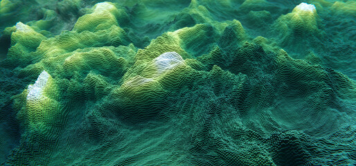 Abstract green cubic landscape technology background. Eco concept background
