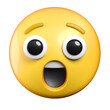 Hushed Face emoji, a face with raised eyebrows, and a small, open mouth, as if it has been hushed by concern or correction, emoticon 3d rendering