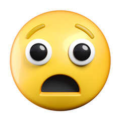 Poster - Anguished Face emoji, a face with an open frown, and raised eyebrows, emoticon 3d rendering