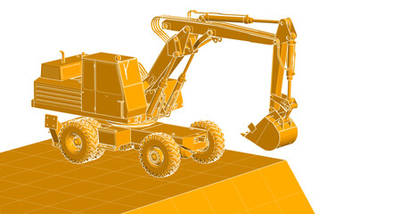 Wall Mural - excavator 3d illustration	
