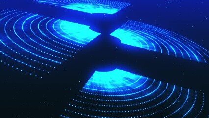 Wall Mural - futuristic torn sphere from a stream of particles. abstract background of radial halftone dots. 3d d
