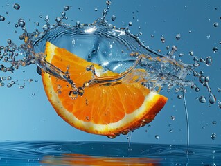 Wall Mural - orange and lime slices being splashed by water