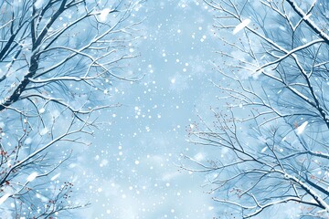 Poster - Winter nature background, Illustration, cartoon, hand-drawing