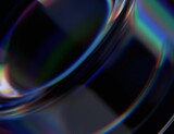 Fototapeta Perspektywa 3d - Abstract iridescent shape, dark background design, 3d render