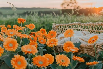 Canvas Print - orange flowers in the garden