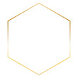 Golden hexagon frame. Vector outline thin aesthetic geometric shine border for invitations design