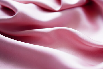 Wall Mural - Pink silk or satin background, wavy, elegant and elegant. Close-up, background. Space for designblur or blurry