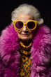 © Canvas Alchemy - Stylish Senior Lady in Purple Fur and Floral Dress