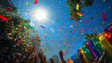 Fototapeta  - Vibrant Confetti Explosion at Pride Festival Celebration