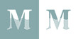 Logo Nautical. Letra inicial M con olas de mar