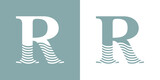 Fototapeta Do przedpokoju - Logo Nautical. Letra inicial R con olas de mar