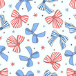 Draw seamless pattern coquette bow fourth of July Fabric print Wallpaper Printable paper